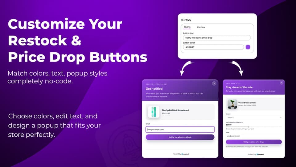 Restock notification email preview from Shopstack Restock Alert App