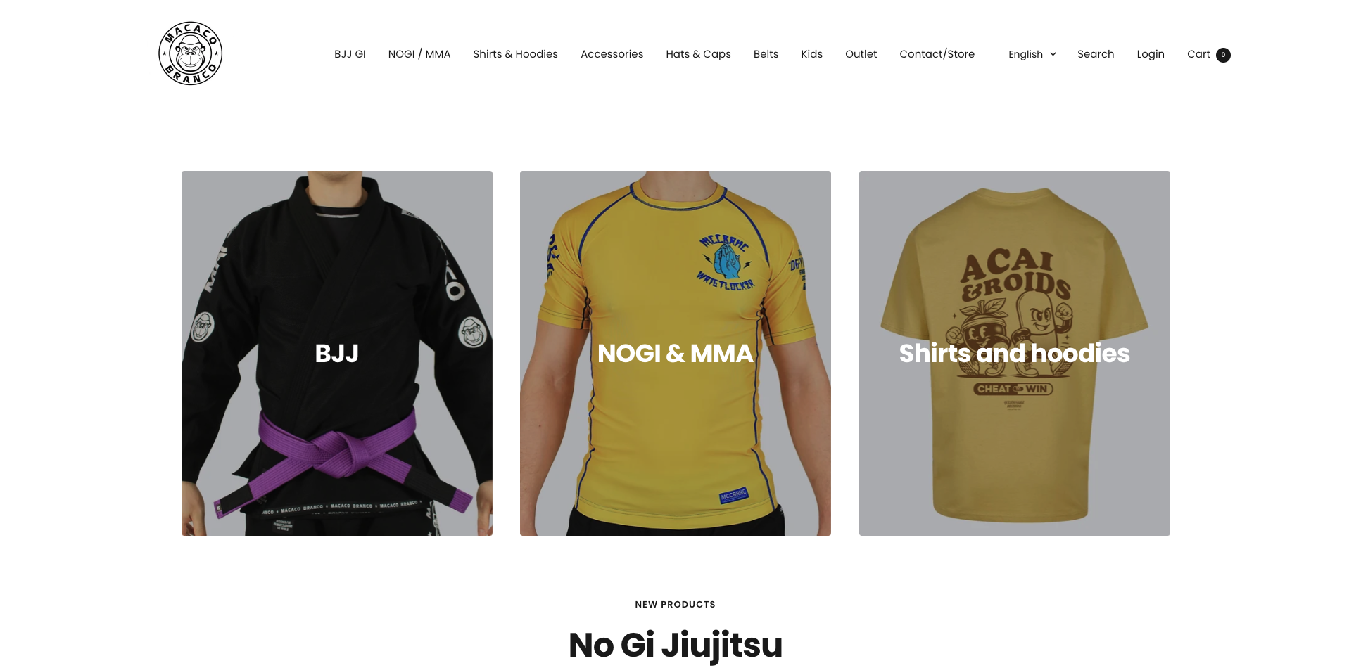 Macaco Branco BJJ apparel Shopify store