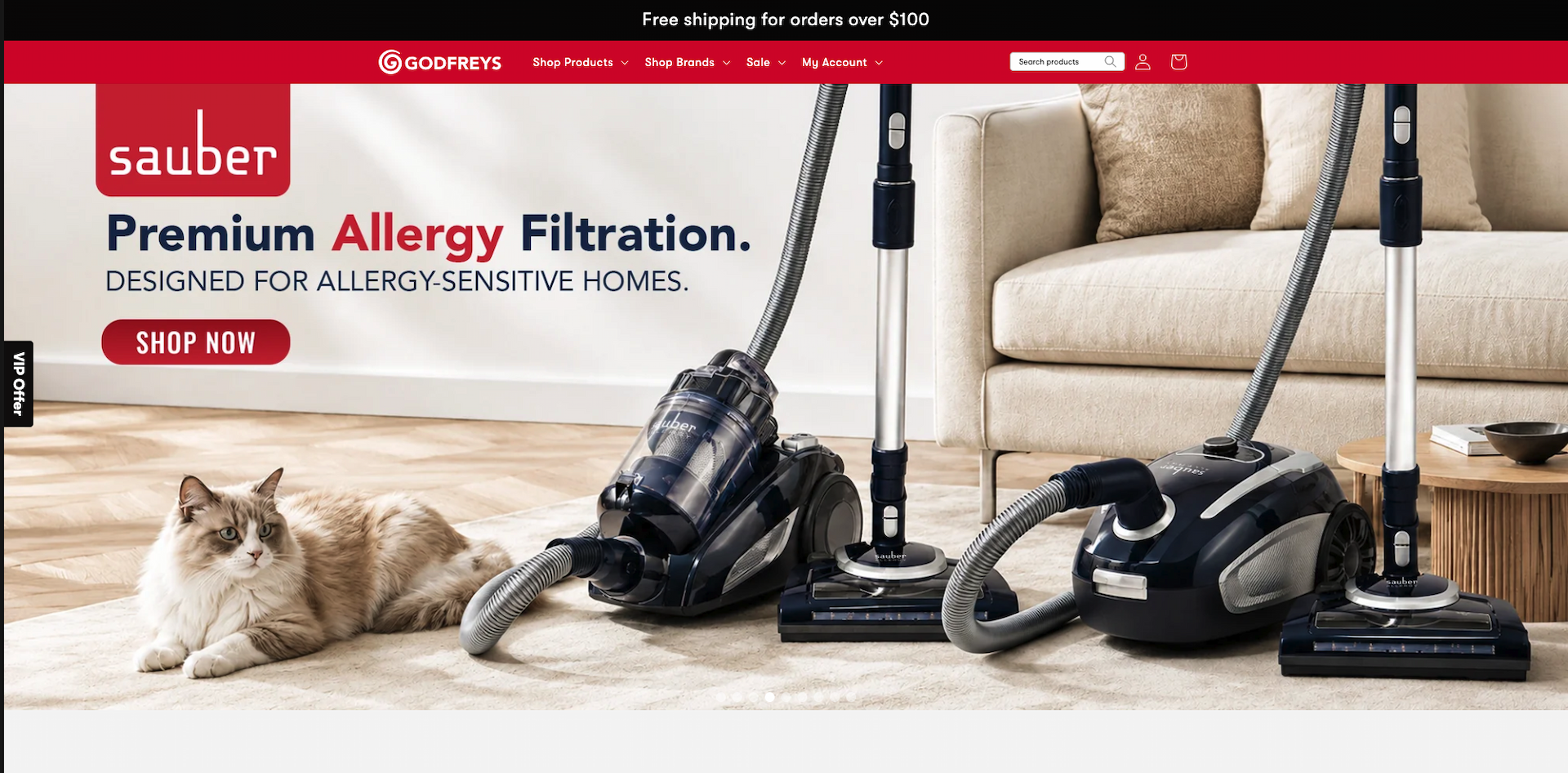 Godfreys vacuum and cleaning Shopify store