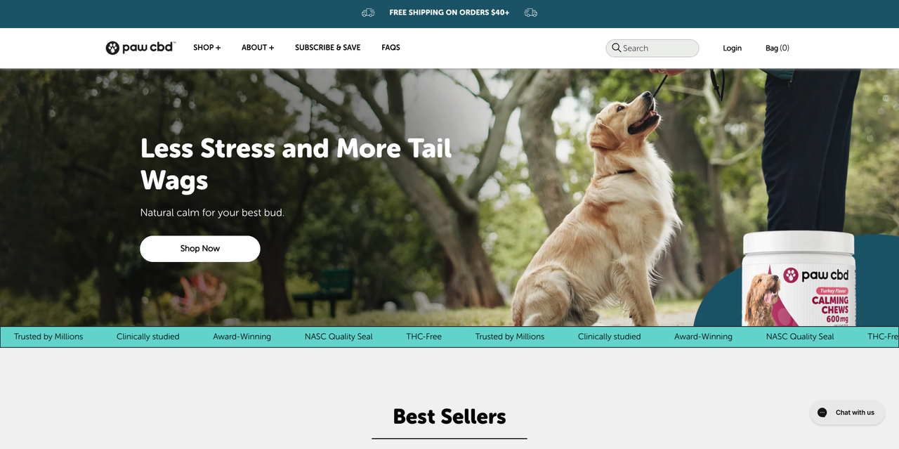 Paw CBD pet wellness Shopify storefront