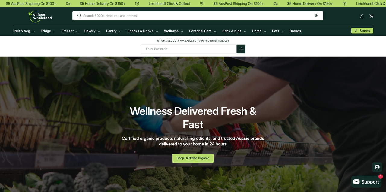 Unique Wholefood organic grocery Shopify store