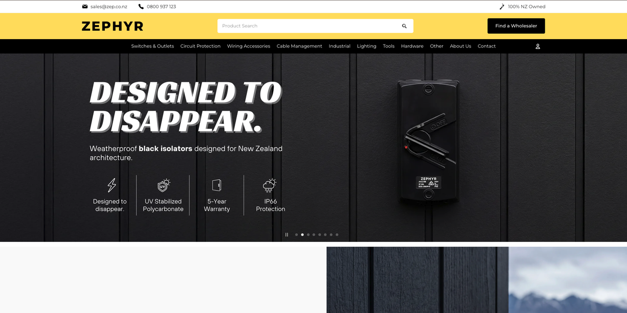 Zephyr Group electrical products Shopify store